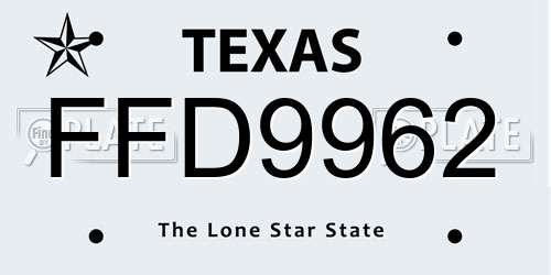 FFD9962 Texas License Plate