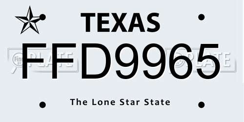 FFD9965 Texas License Plate