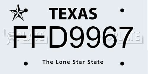 FFD9967 Texas License Plate