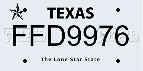 FFD9976 Texas License Plate