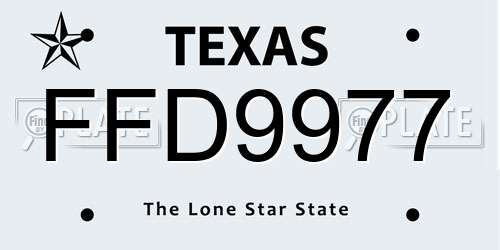 FFD9977 Texas License Plate