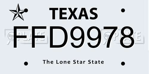 FFD9978 Texas License Plate