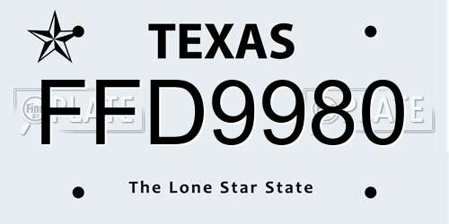 FFD9980 Texas License Plate