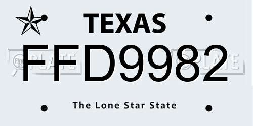FFD9982 Texas License Plate