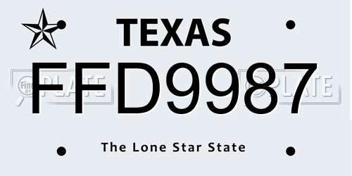 FFD9987 Texas License Plate