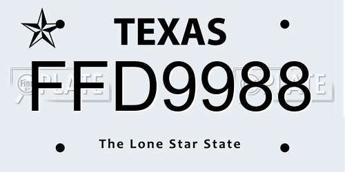 FFD9988 Texas License Plate
