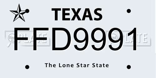FFD9991 Texas License Plate