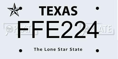 FFE224 Texas License Plate