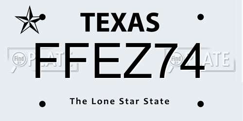 FFEZ74 Texas License Plate