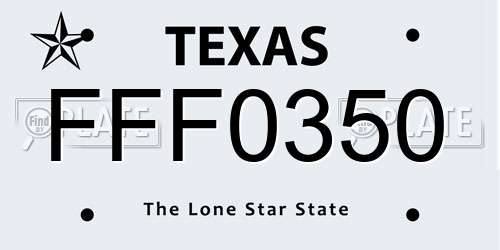 FFF0350 Texas License Plate