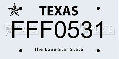 FFF0531 Texas License Plate