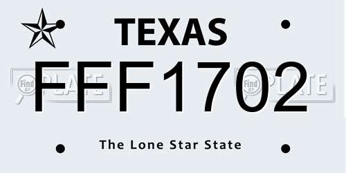 FFF1702 Texas License Plate