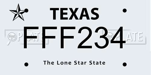 FFF234 Texas License Plate
