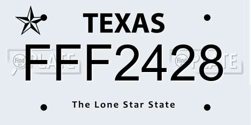 FFF2428 Texas License Plate