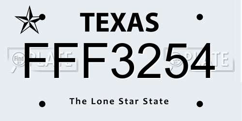 FFF3254 Texas License Plate