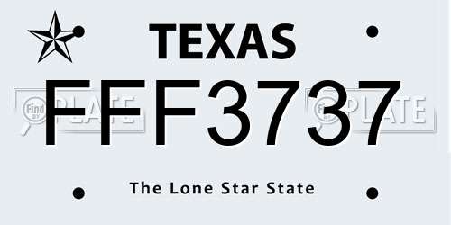 FFF3737 Texas License Plate