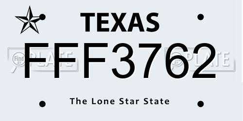 FFF3762 Texas License Plate