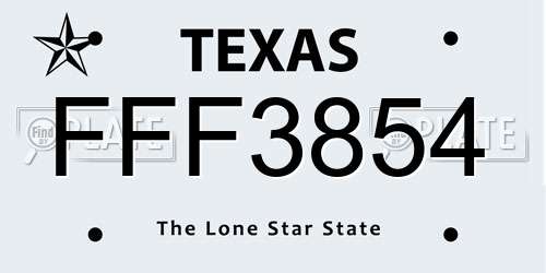 FFF3854 Texas License Plate