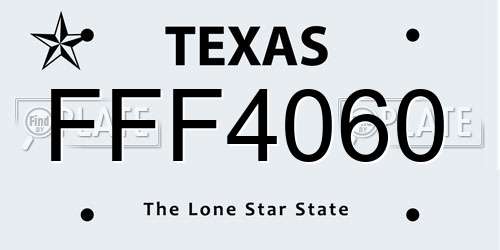 FFF4060 Texas License Plate