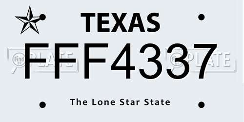 FFF4337 Texas License Plate