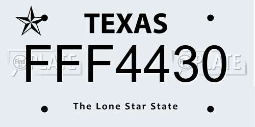 FFF4430 Texas License Plate