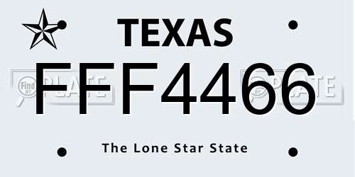 FFF4466 Texas License Plate