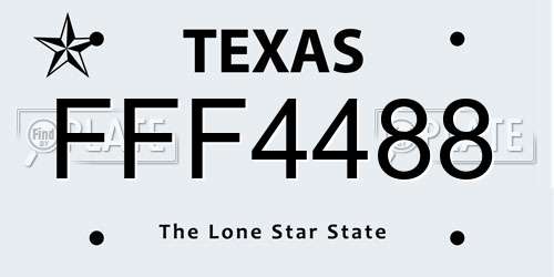 FFF4488 Texas License Plate