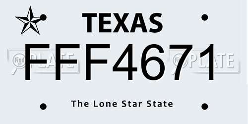 FFF4671 Texas License Plate
