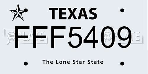 FFF5409 Texas License Plate