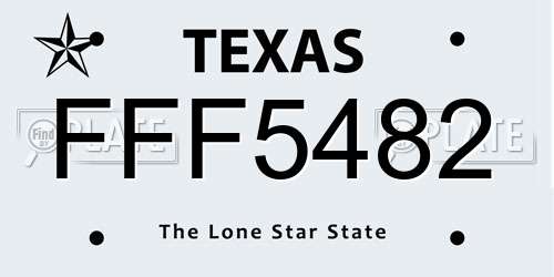 FFF5482 Texas License Plate