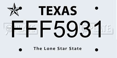 FFF5931 Texas License Plate