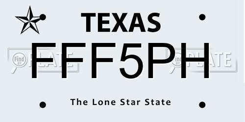 FFF5PH Texas License Plate