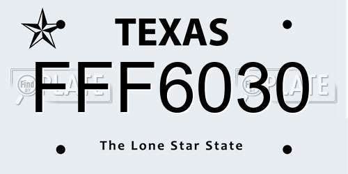 FFF6030 Texas License Plate