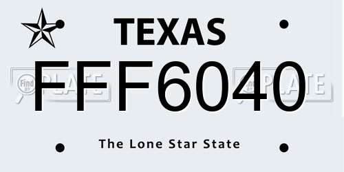 FFF6040 Texas License Plate