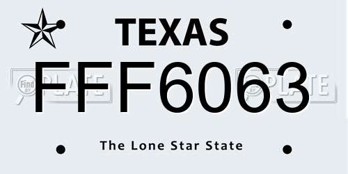 FFF6063 Texas License Plate