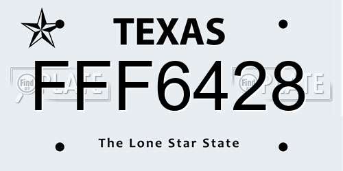 FFF6428 Texas License Plate