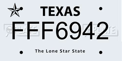FFF6942 Texas License Plate