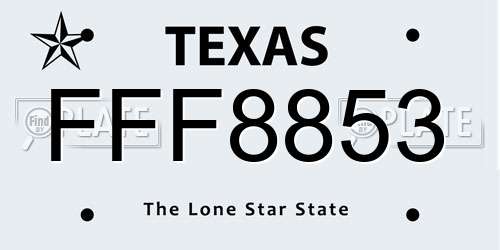 FFF8853 Texas License Plate