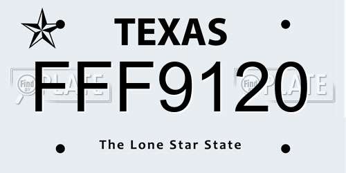 FFF9120 Texas License Plate