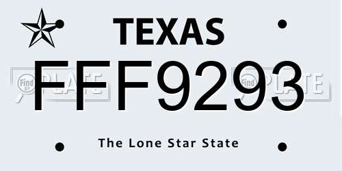 FFF9293 Texas License Plate