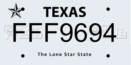 FFF9694 Texas License Plate