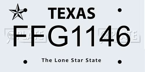 FFG1146 Texas License Plate