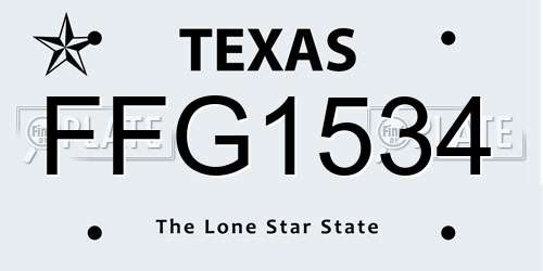 FFG1534 Texas License Plate