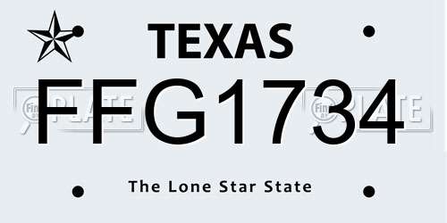 FFG1734 Texas License Plate