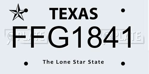 FFG1841 Texas License Plate