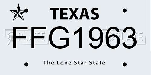 FFG1963 Texas License Plate