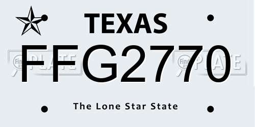 FFG2770 Texas License Plate