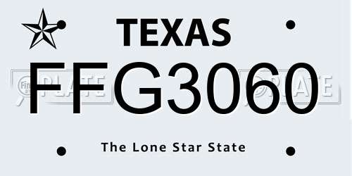 FFG3060 Texas License Plate