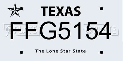 FFG5154 Texas License Plate