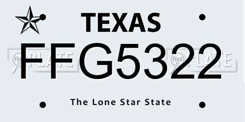 FFG5322 Texas License Plate